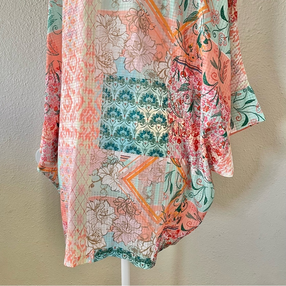 World Market Floral Kimono Cardigan Women’s One Size Patchwork Boho Oversized - Picture 9 of 14
